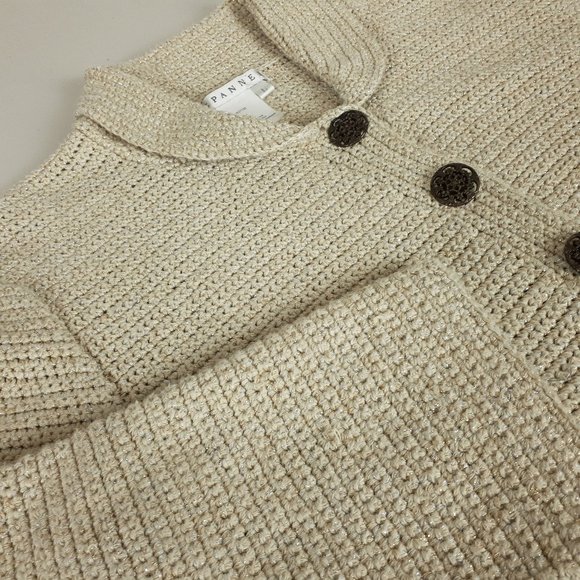 Spanner Beige Metallic Knit Sweater Blazer - Picture 3 of 15